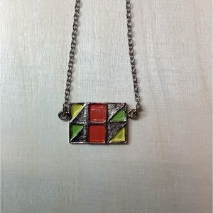 New vintage geometric pendant necklace citrus palette